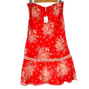 Romantic Roses Printed Midi Skirt in Poppy Combo size 10 NWT
